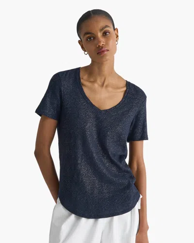 Atm Anthony Thomas Melillo Women's Sparkle Slub Jersey Classic V-neck T-shirt In Blue