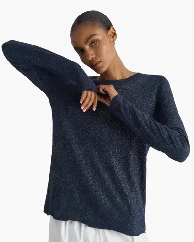 Atm Anthony Thomas Melillo Women's Sparkle Slub Jersey Long Sleeve Destroyed Wash T-shirt In Blue