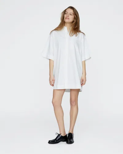Atm Anthony Thomas Melillo Women's Stone Washed Boxy Dress Top Cotton In White