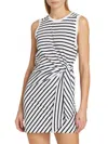 Atm Anthony Thomas Melillo Classic Jersey Stripe Twisted Sleeveless Mini Dress In White Black