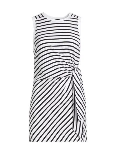 Atm Anthony Thomas Melillo Classic Jersey Stripe Twisted Sleeveless Mini Dress In White Black