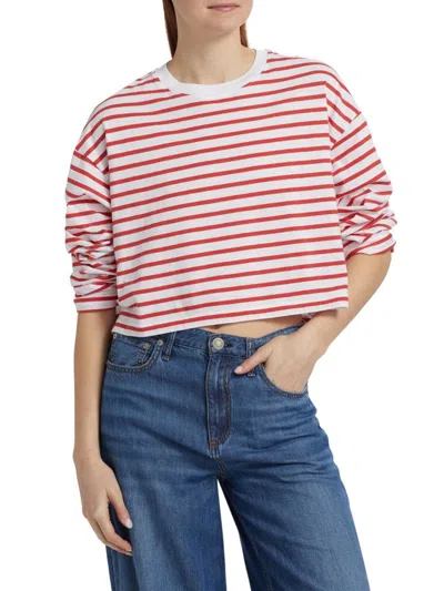 Atm Anthony Thomas Melillo Women's Striped Classic Jersey Boxy T-shirt In Red