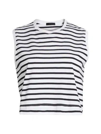 Atm Anthony Thomas Melillo Women's Striped Cotton Muscle T-shirt In White Black