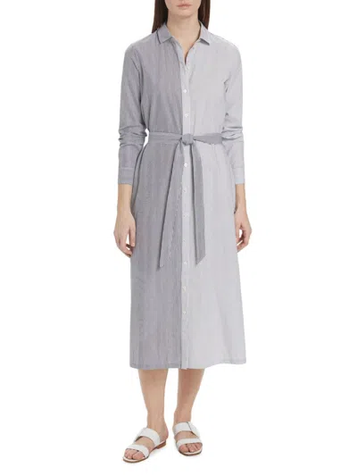 Atm Anthony Thomas Melillo Women's Striped Cotton Poplin Shirtdress In Gray
