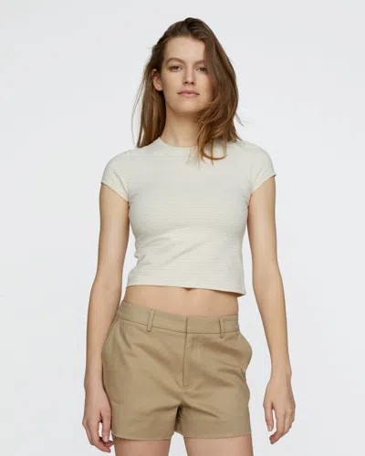 Atm Anthony Thomas Melillo Women's Striped Stretch Cotton Cropped Baby T-shirt In White