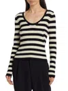 Atm Anthony Thomas Melillo Wool Blend Striped Long Sleeve Sweater In Black