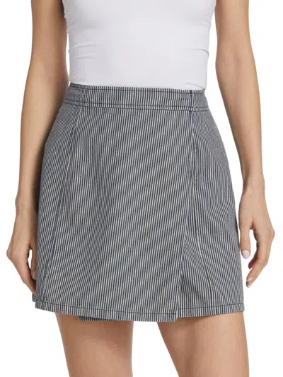 Atm Anthony Thomas Melillo Women's Striped Wrap Front Mini Skirt In Naval Blue