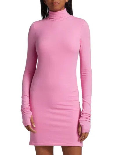 Atm Anthony Thomas Melillo Women's Turtleneck Mini Bodycon Dress In Radiance Pink