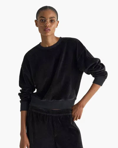 Atm Anthony Thomas Melillo Women's Velour Crew Neck Sweatshirt In Black