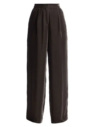 Atm Anthony Thomas Melillo Women's Wide-leg Velvet Trousers In Truffle Grey