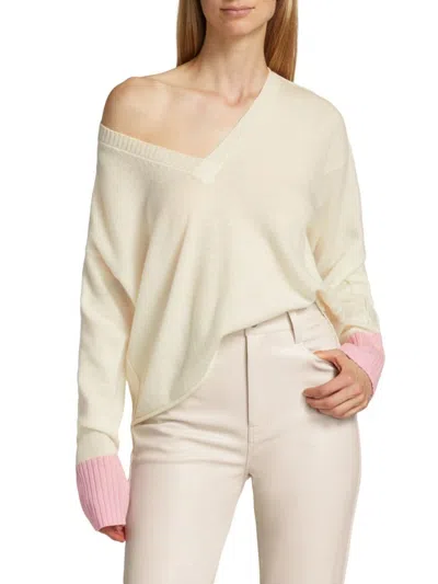 Atm Anthony Thomas Melillo Women's Wool-cashmere Colorblock Sweater In Chalk Misty Mauve