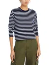 Atm Anthony Thomas Melillo Stripe Classic Jersey Long Sleeve Crew Neck Boxy Tee In White
