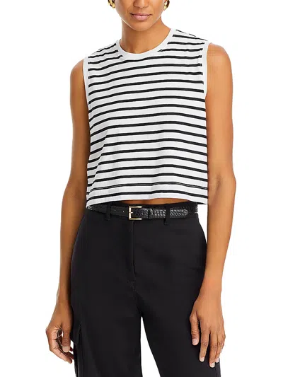 Atm Anthony Thomas Melillo Classic Jersey Stripe Sleeveless Cropped Muscle Tee In White-black