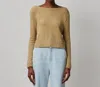 ATM ANTHONY THOMAS MELILLO WOOL BLEND BOUCLE LONG SLEEVE LOW BACK SWEATER IN SOFT FAWN