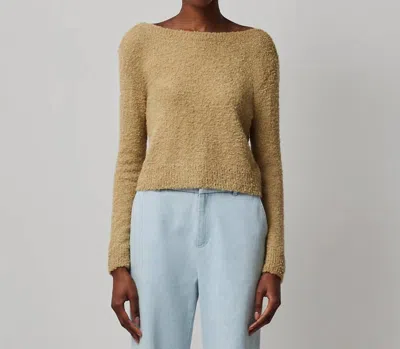 Atm Anthony Thomas Melillo Wool-blend Boucle Long-sleeve Low-back Sweater In Soft Fawn