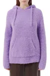 ATM ANTHONY THOMAS MELILLO WOOL BLEND BOUCLE PULLOVER HOODIE IN FRENCH VIOLET