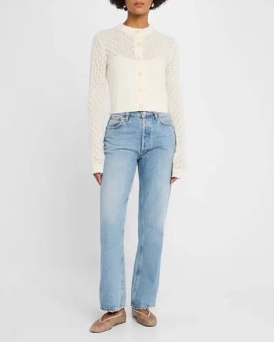 ATM ANTHONY THOMAS MELILLO WOOL BLEND TEXTURED CARDIGAN IN CHALK