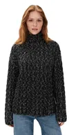 Atm Anthony Thomas Melillo Wool Cotton Blend Turtleneck Black Marl In Black