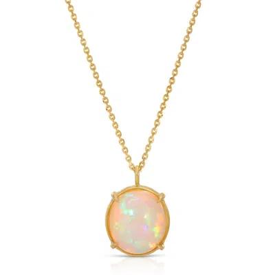 Atma Prema Women's Gold Aurora - One Of A Kind Round Opal Necklace