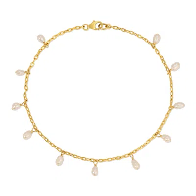 Atma Prema Women's Gold Pearl Dangle Anklet