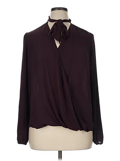Pre-owned Atmosphere Long Sleeve Blouse In Burgundy