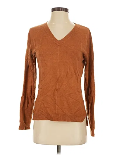 Pre-owned Atmosphere Long Sleeve Top Brown V-neck Tops