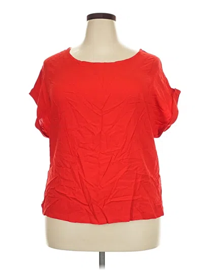 Pre-owned Atmosphere Short Sleeve Top Red Scoop Neck Tops