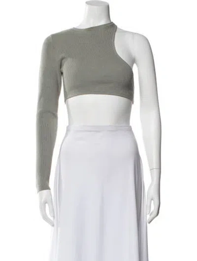 Pre-owned Atoir Asymmetrical Long Sleeve Crop Top In Gray