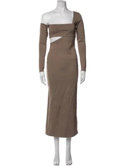 Pre-owned Atoir Asymmetrical Midi Length Dress In Brown