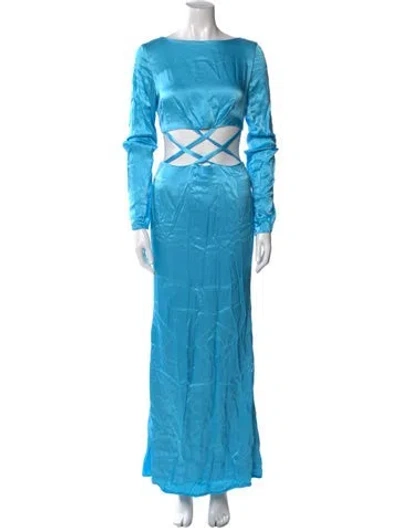 Pre-owned Atoir Bateau Neckline Long Dress In Blue