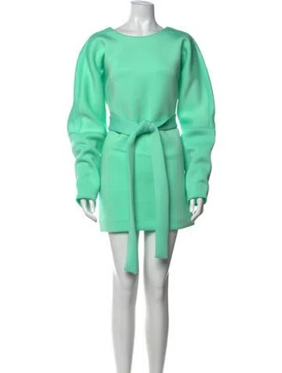 Pre-owned Atoir Bateau Neckline Mini Dress In Green