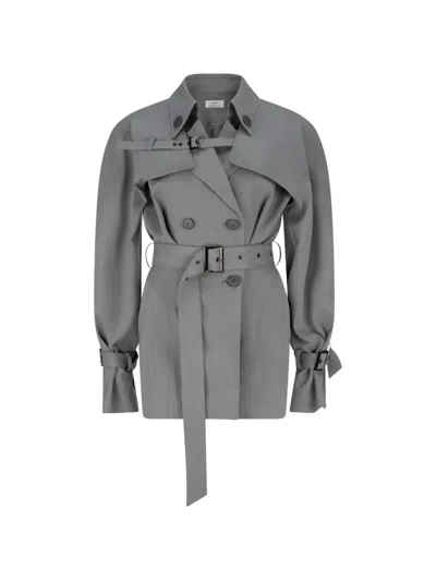 Atoir Celeste Trench-style Mini Dress In Gray