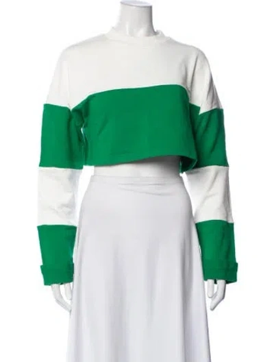 Pre-owned Atoir Colorblock Pattern Crew Neck Crop Top W/ Tags In White