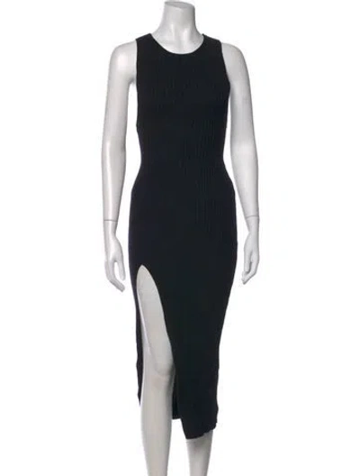 Pre-owned Atoir Crew Neck Midi Length Dress In Black
