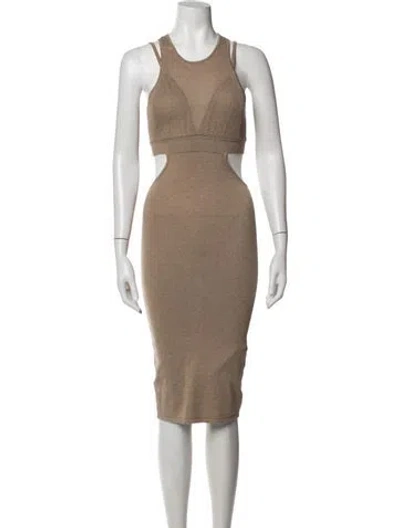 Pre-owned Atoir Crew Neck Midi Length Dress In Brown/neutrals
