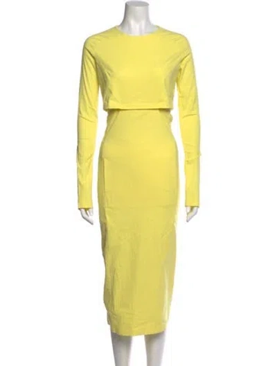 Pre-owned Atoir Crew Neck Midi Length Dress In Yellow