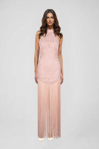 Atoir Fringed Textured-finish Dress In Pink