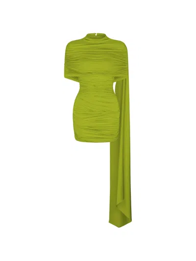 Atoir Elsie Ruched Draped-panel Mini Dress In Green