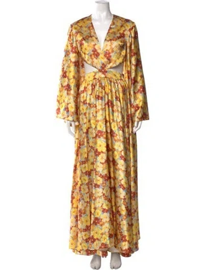 Pre-owned Atoir Floral Print Long Dress W/ Tags In Yellow