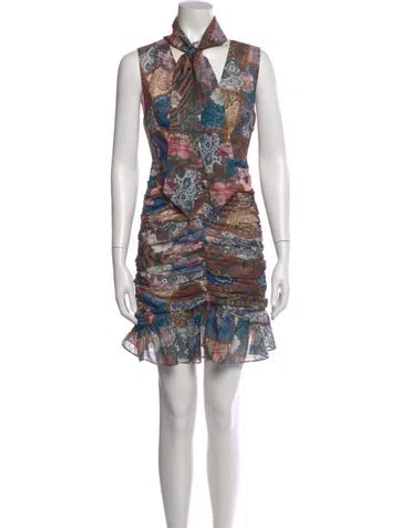 Pre-owned Atoir Floral Print Mini Dress In Brown
