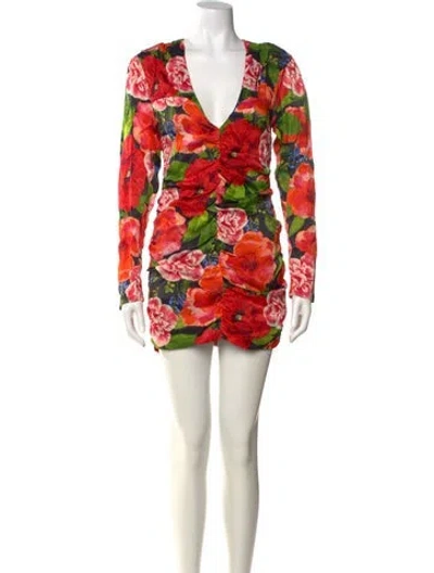 Pre-owned Atoir Floral Print Mini Dress In Red