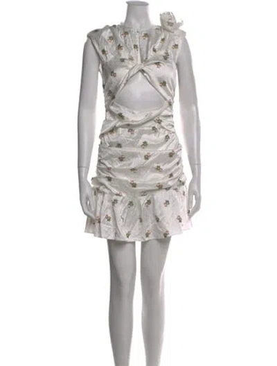 Pre-owned Atoir Floral Print Mini Dress In White