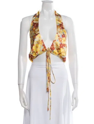 Pre-owned Atoir Floral Print V-neck Crop Top In Multi