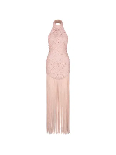 Atoir Fringed Textured-finish Dress In Pink