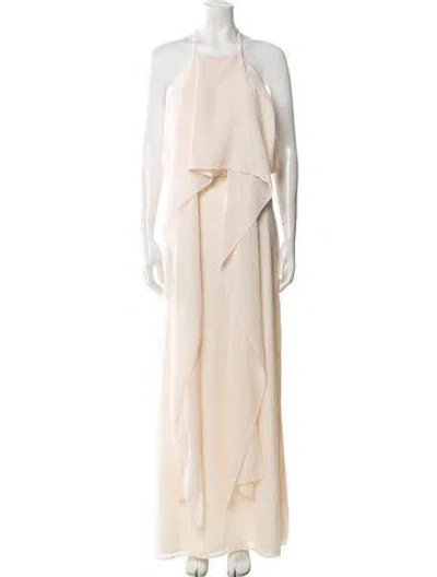 Pre-owned Atoir Halterneck Knee-length Dress In White