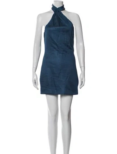 Pre-owned Atoir Halterneck Mini Dress In Blue