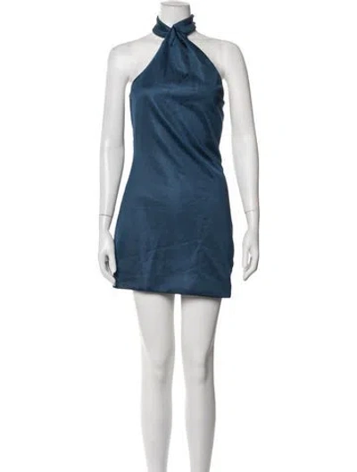 Pre-owned Atoir Halterneck Mini Dress In Blue