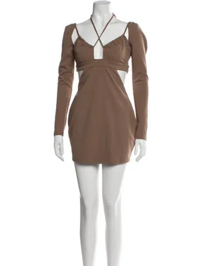 Pre-owned Atoir Halterneck Mini Dress In Brown
