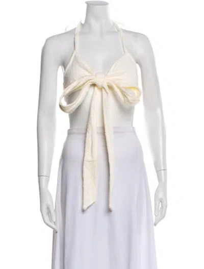 Pre-owned Atoir Halterneck Sleeveless Crop Top In Gray