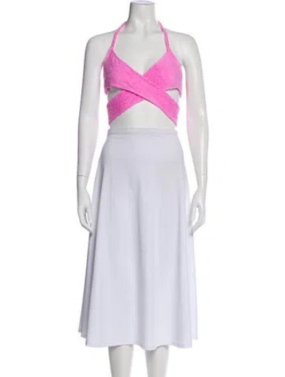 Pre-owned Atoir Halterneck Sleeveless Crop Top In Purple